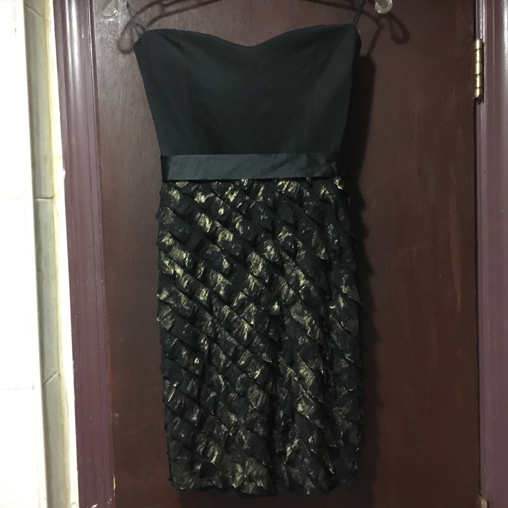 Black/Gold Ruffle Mini Dress